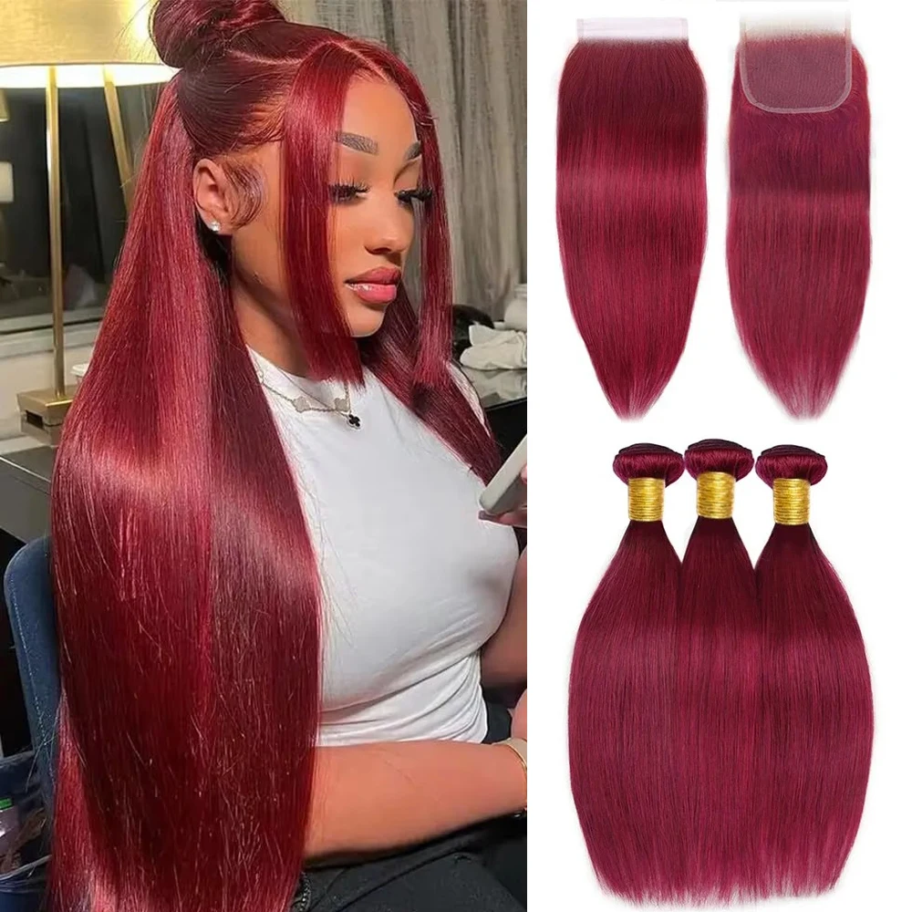 extensions-de-cheveux-humains-12a-bourgogne-99j-avec-closure-4x4-meches-lisses-tissage-de-cheveux-humains-avec-closure-100-cheveux-bresiliens-remy