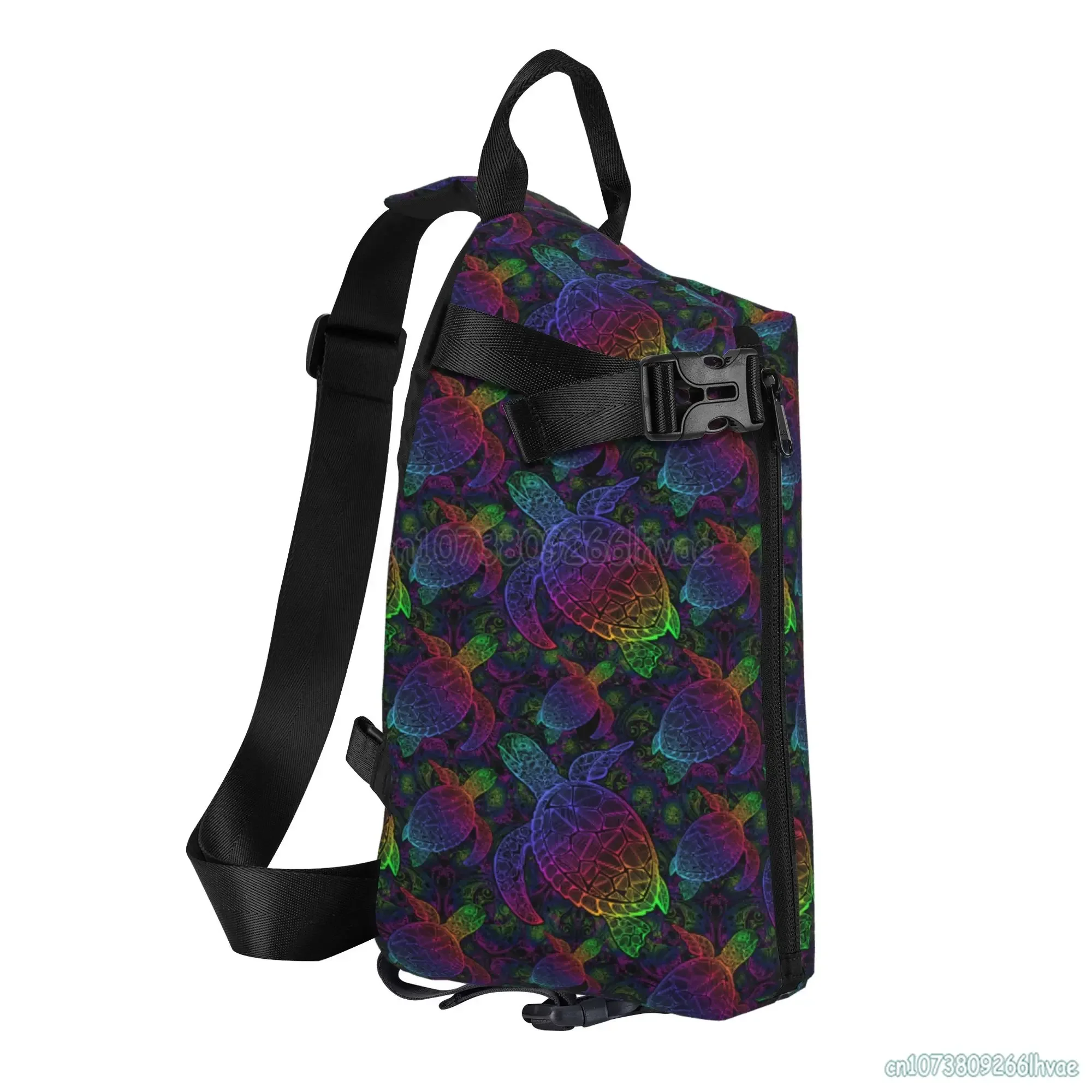 Psychedelic Sea Turtle Fashion Men Chest Bag Outdoor Leisure Sports Mobile Phone Wallet Organizer Street Shoulder Crossbody Bags