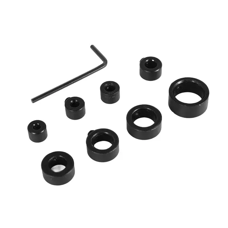 

ABVT-Drill Stop Bit Collar Set, 9PCS Adjustable Drill Depth Stop Collar Limit Ring With Carbon Steel Set For Drill Bits