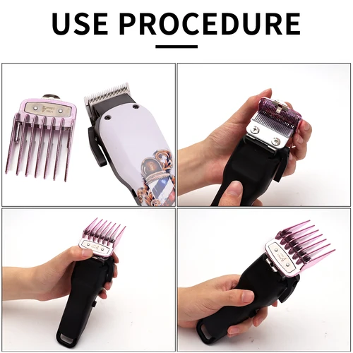 Imagen 2 del producto Cortadora de pelo para hombre, 10 tamaños de rejillas, peine de límite, corte de peluquero, color galvanizado, herramienta de almacenamiento para peluquería y peluquero