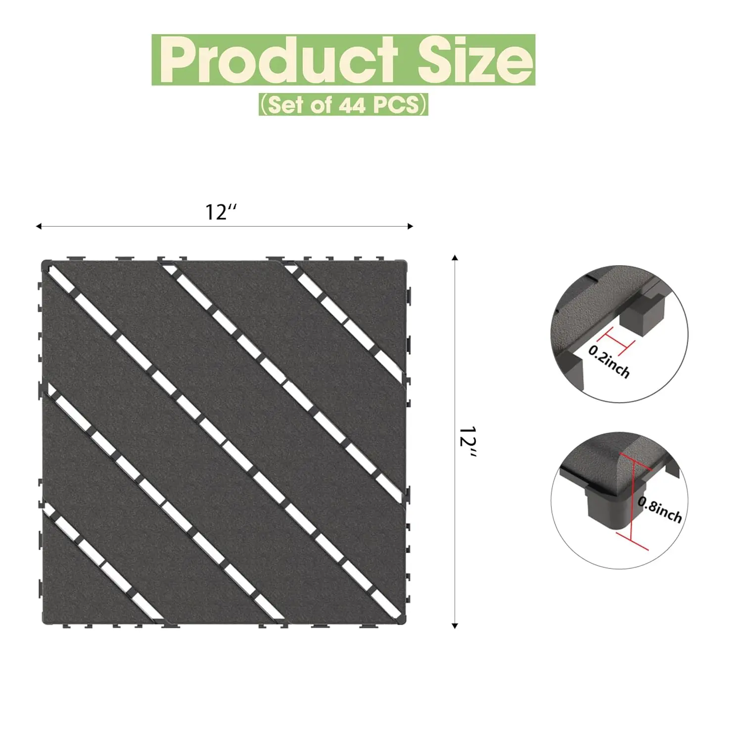 Deck Tiles, 44 PCS Interlocking Deck Tiles, 12