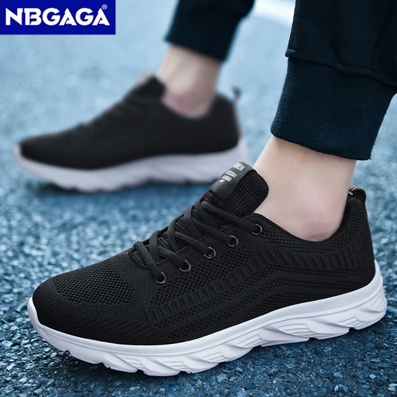 Lightweight Men Casual Sport Shoes Summer Breathable Walking Knit Shoe Anti-slip Men\'s Flats Outdoor Athletic Running Shoes