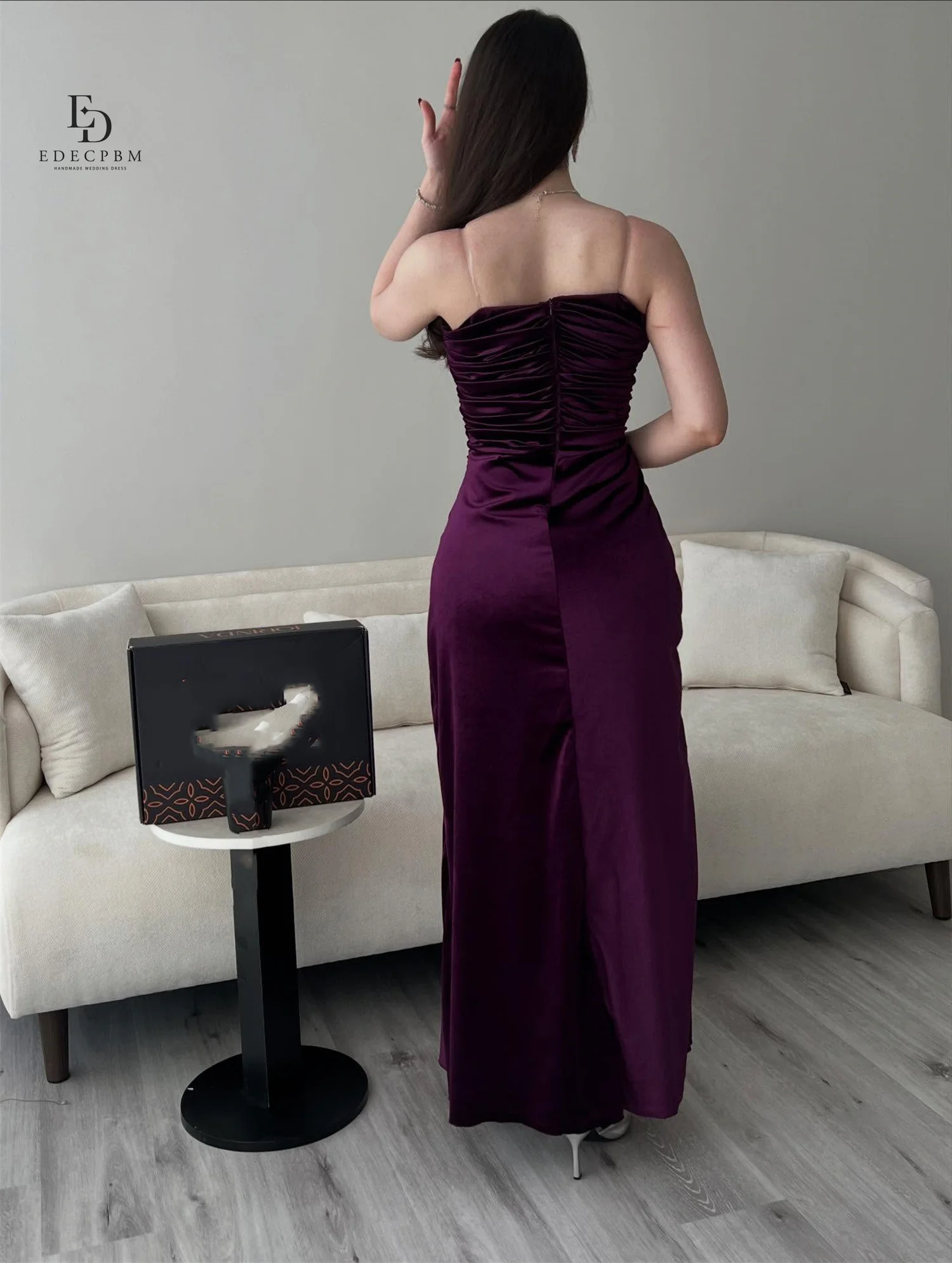 EDECPBM فساتين الحفلات الأنيقة 2025 فساتين سهرة نسائية فاخرة أرجوانية للمناسبات الخاصة فستان حفلة موسيقية من الساتان