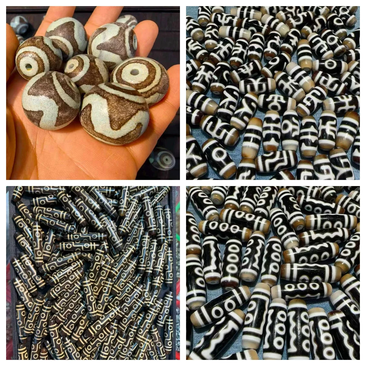 50pcs/lot Hot-selling live-stream high cost-performance large agate Dzi beads wholesale Taiwan craft style weathered patina