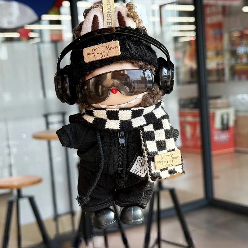 

Кукольный наряд для первого/2-го/3-го поколения LABUBU, 15/17 см, высокоэнергетическая коллекция 3,0, черная куртка с капюшоном на молнии, комплект курток