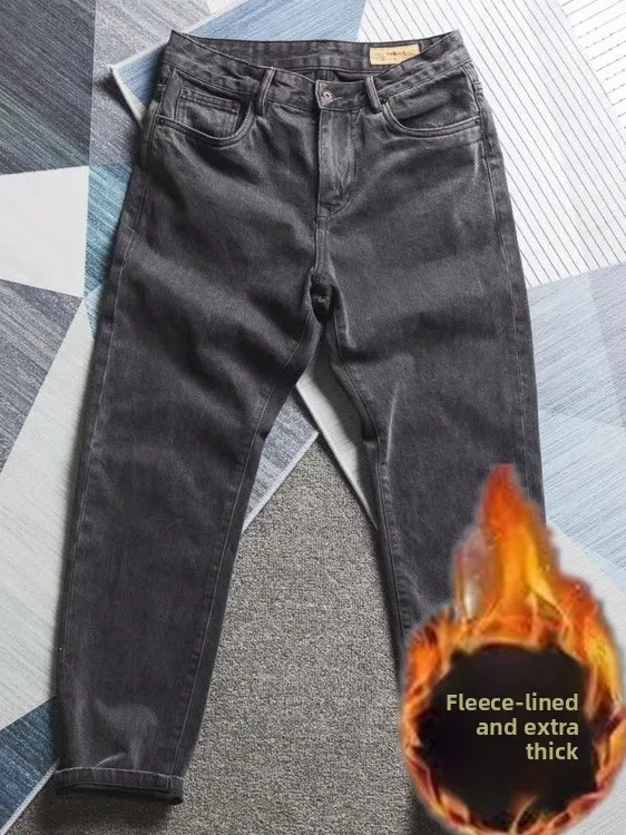 

American Sle Fce Lined Thiened Winter Workwear Pants Carbon Waed Bla Denim Jeans Youth ular Loose Straight Leg ...