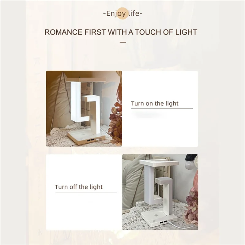 LICE-Floating Design LED โคมไฟตั้งโต๊ะการชาร์จแบบไร้สายการควบคุมแบบสัมผัสไฟกลางคืนไฟตกแต่งห้องนอน