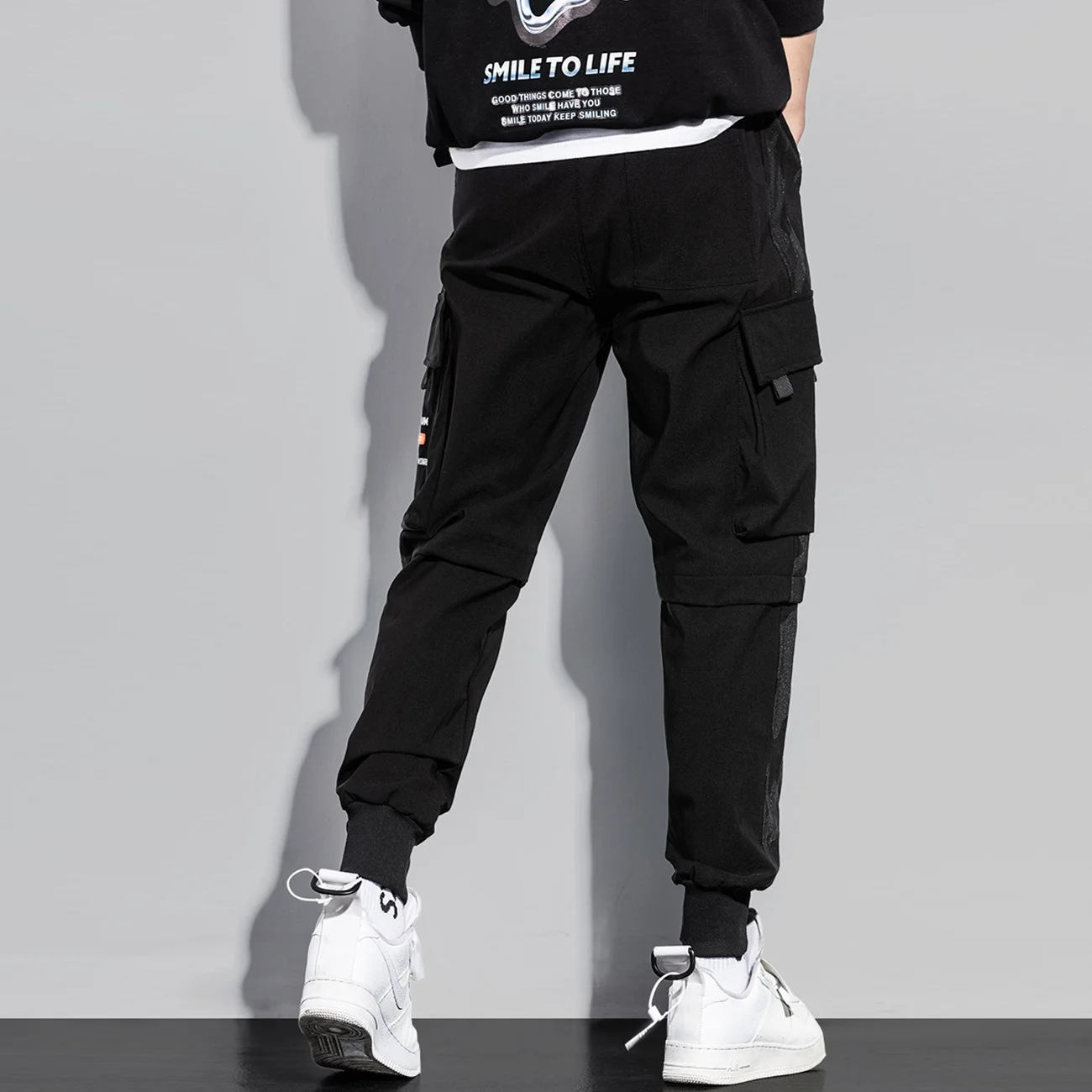 

Hop Hip Pants Streetwear Multi-pocket Cargo Pants Casual Loose Patchwork Joggers Pants Men Trousers Pants Man