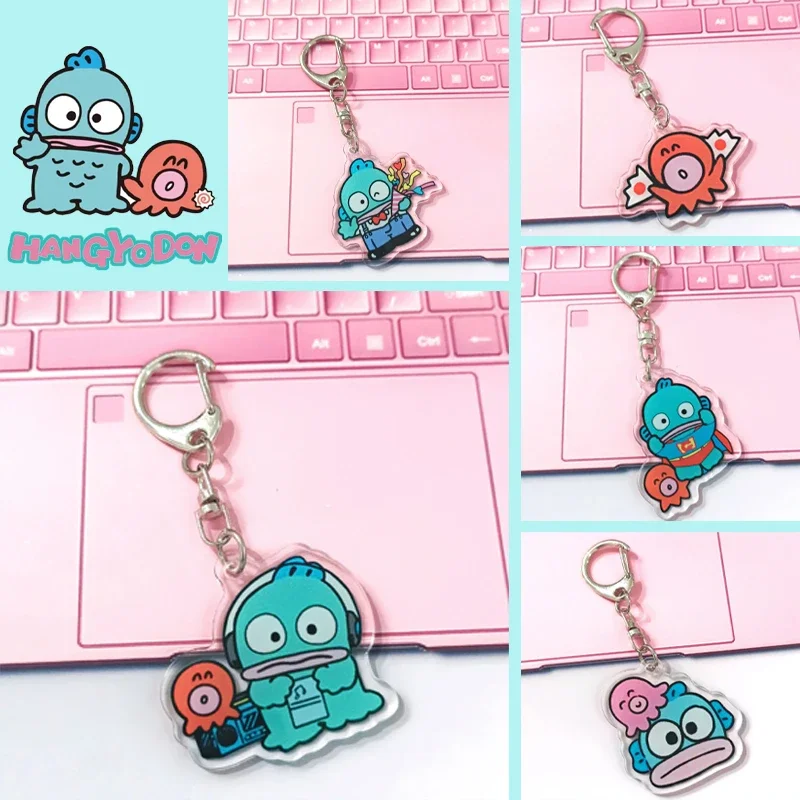 

Брелок Sanrio Hangyodon, мультяшный аниме брелок для ключей, подвеска для студенческого рюкзака, акриловые цепочки, украшение для сумки для мальчиков и девочек, рождественский подарок