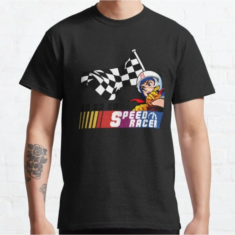 

0307 Mach Go Go Go graphic tee Manga Speed Racer Anime T shirt for men Cartton Large size Tops 100% cotton printed Y2K Clothes
