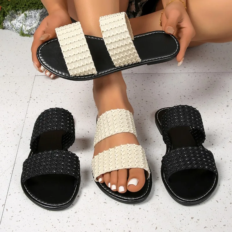 

Женские шлепанцы 2026: Новые летние сандалии, повседневная обувь, плоские шлепанцы-слайды для женщин