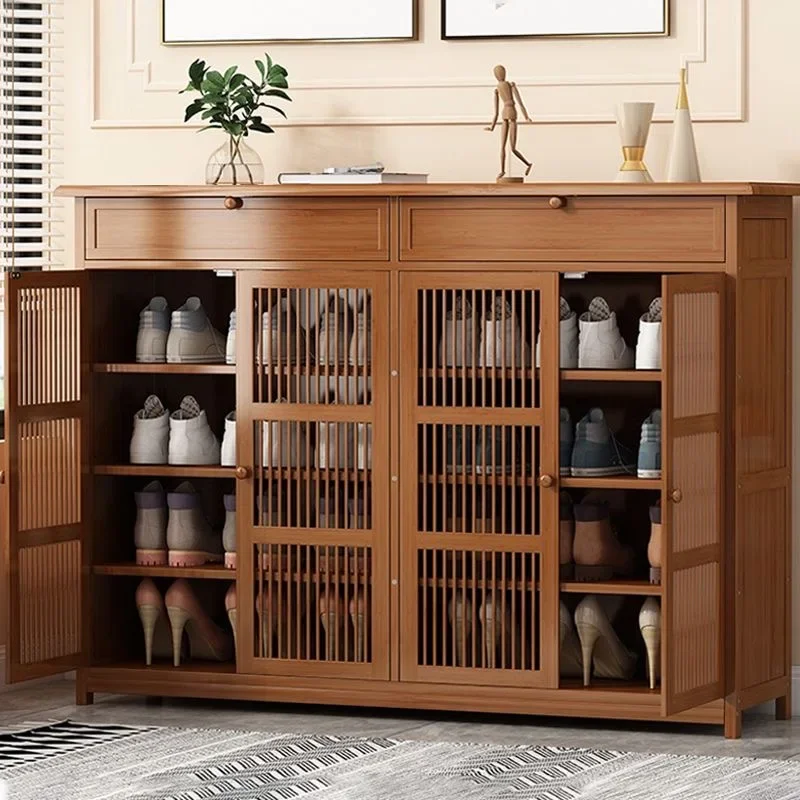 Bamboo Bamboo Shoe Cabinet Dust-Proof Slipper Storage Rack And Shoe-Changing Bench for Entryway/Living Room Decorative Organizer - Aliexpress Deal