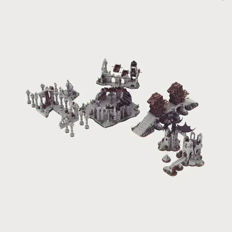 Schloss Ziegel Magische Ringe Moc Baustein Film Szene UCS Hauptstadt Osgi liath Modell DIY Montage Street View Spielzeug Kind Geschenk