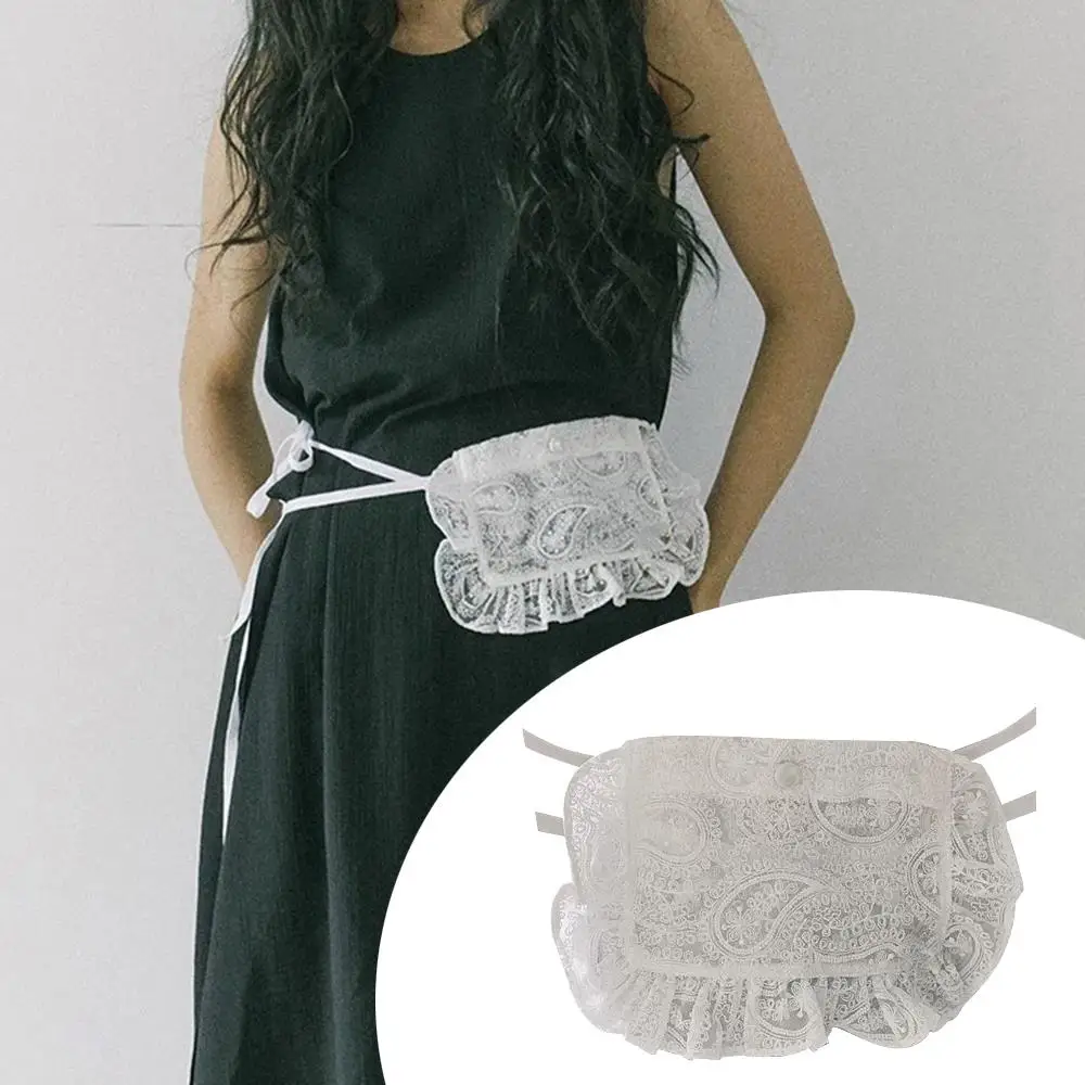

Korean Lace Bandage Waist Bag Fairy Ruffle Fanny Pack For Girls Mini Phone Pouch Foldable Y2k Aesthetic Chic Waist Belt Packs