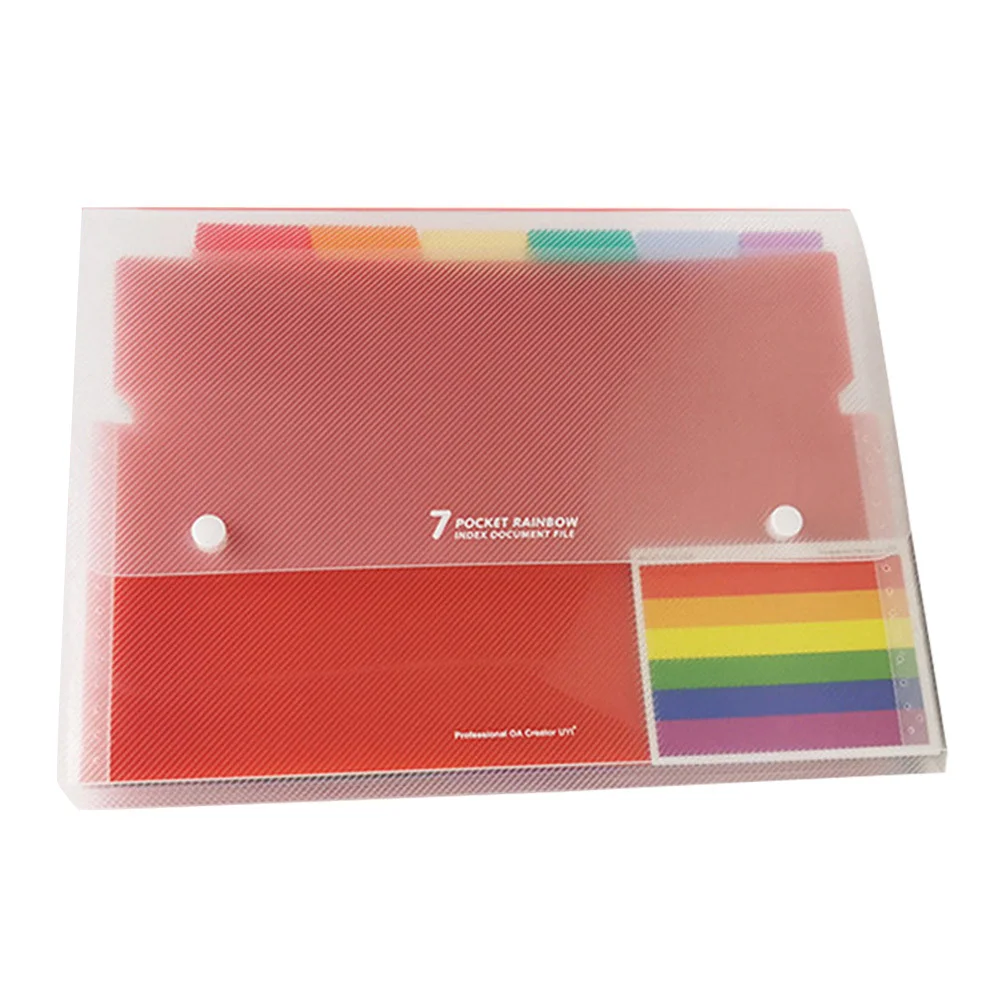 7 Pockets Expandable File Folder Rainbow Plastic Document Organizer Portable Folder Bag for Office School Student Accessories