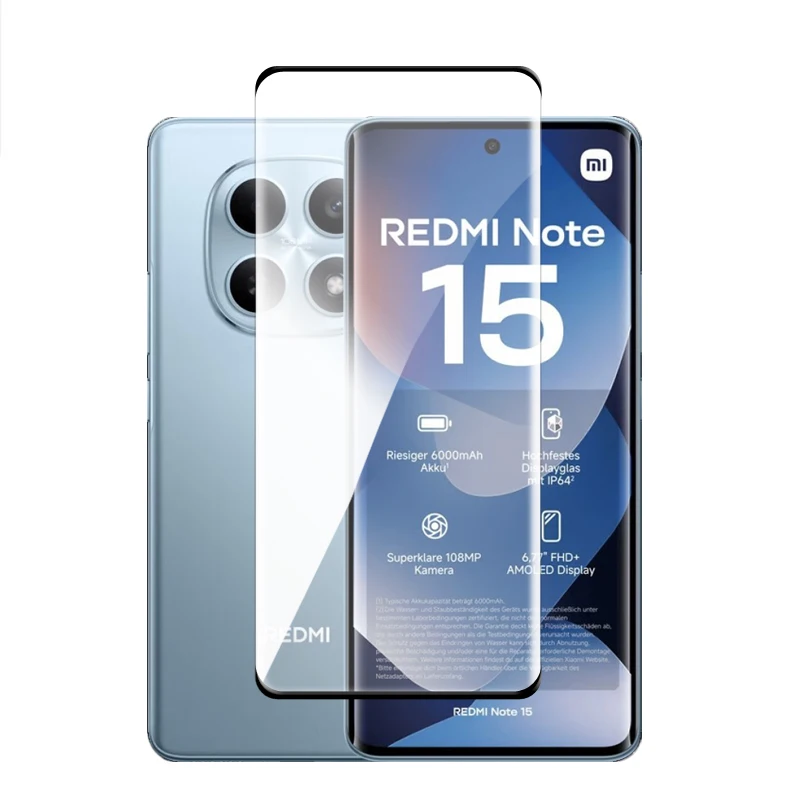 Für Redmi Hinweis 15 4G Glas Für Redmi Hinweis 15 4G 5G Globale Gehärtetem Glas 3D gebogene Screen Protector Für Redmi Hinweis 15 Objektiv Film – Detail 4
