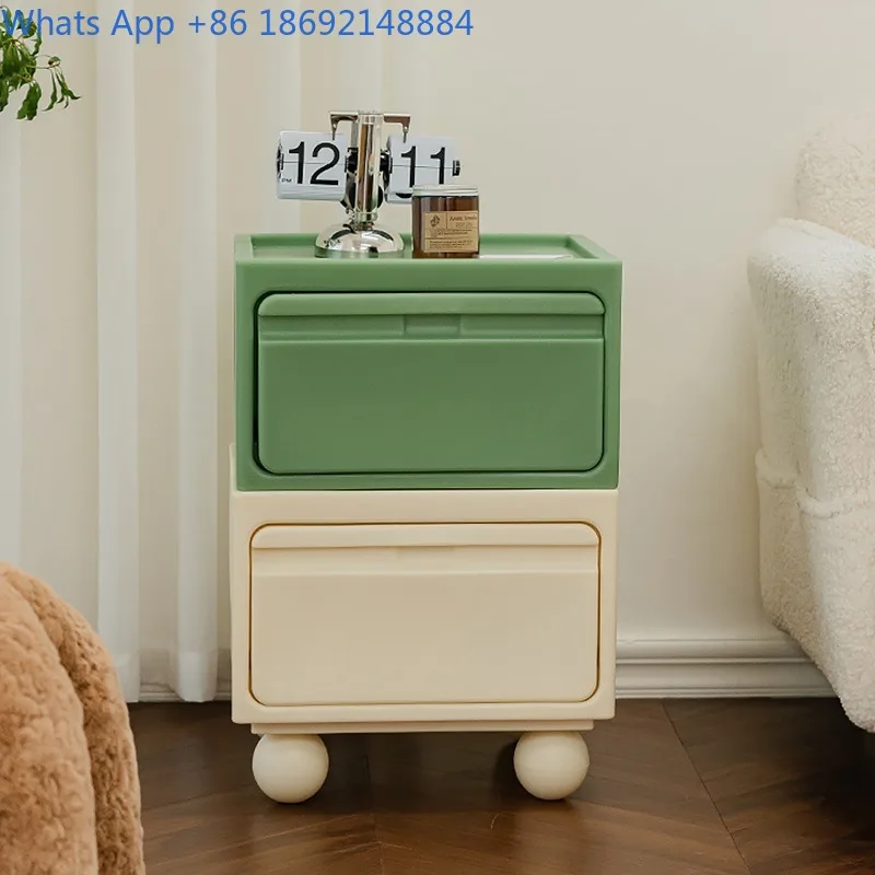 

Nordic small apartment bedside table ins wind mobile storage side cabinet creative simple storage combination small cabinet