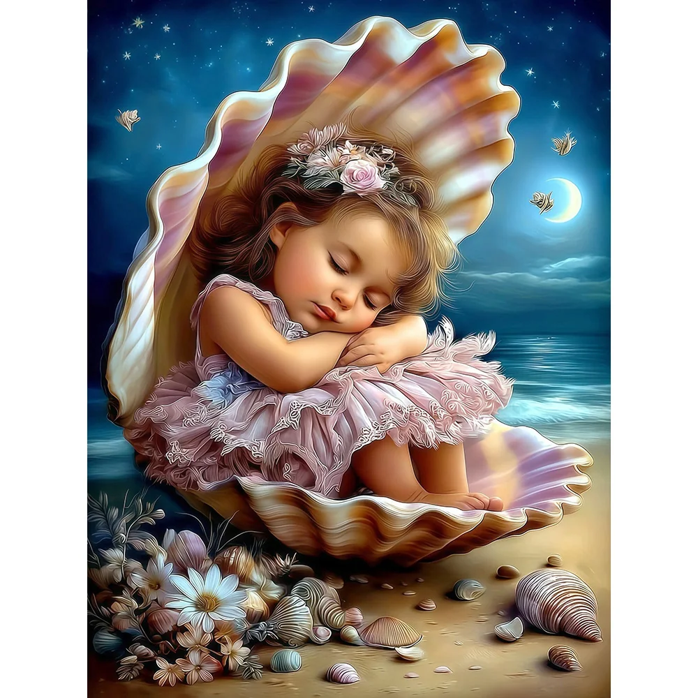 

EverShine DIY Diamond Painting Girl 5D Full Drill Mosaic Shell Embroidery Portrait Crafts And Art Supplies Home Leisure Gift
