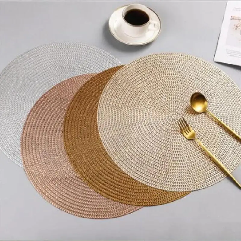 

2pcs 38CM Round Placemat Kitchen Dining Table Mats Steak Pad Anti-scalding Insulation Pads Restaurant Home Decor