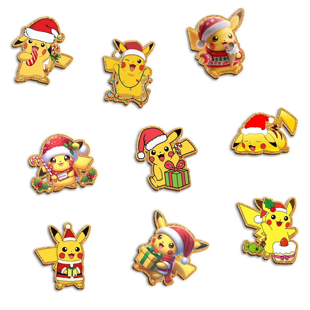 อะคริลิคกลิตเตอร์สีสันสดใสลายการ์ตูนญี่ปุ่นโปเกมอนพิคาชูสุดน่ารักสำหรับตกแต่งป้ายติดผม พวงกุญแจ คลิปหนีบผม