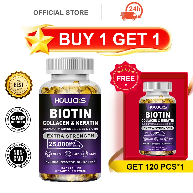 

Buy 1 Get 1 Free! Biotin Collagen & Keratin Capsules, Supports Hair Growth, Skin Radiance, Nail Strength & Long-Lasting Beauty