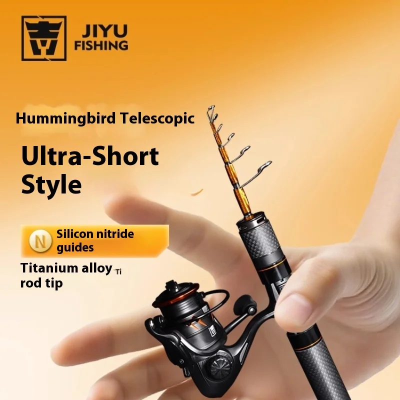jiyu-hummingbird-25cm-lure-shrinking-fishing-rod-travel-edition-spinbing-baitcast-fishing-reel-portable-titanium-alloy-fish-rod
