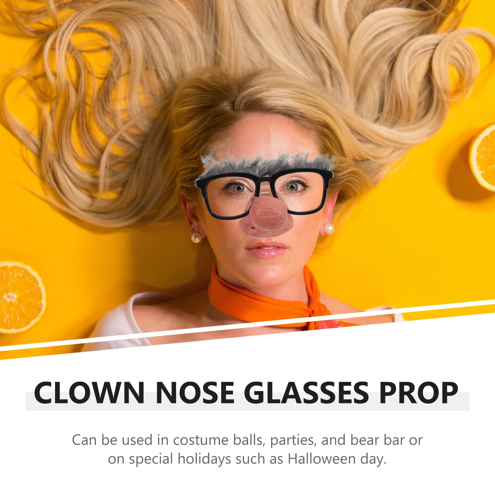 Funny Clown Glasses Shape Prop Big Nose Uncle Professional Party Props Stage Props for Christmas Halloween Party (Black)