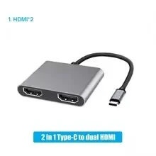 

60Hz Dual Screen Expansion C-type Expansion 2-port USB C Hub To Dual HDMI Splitter 4K Suitable for Macbook Laptops and PCs