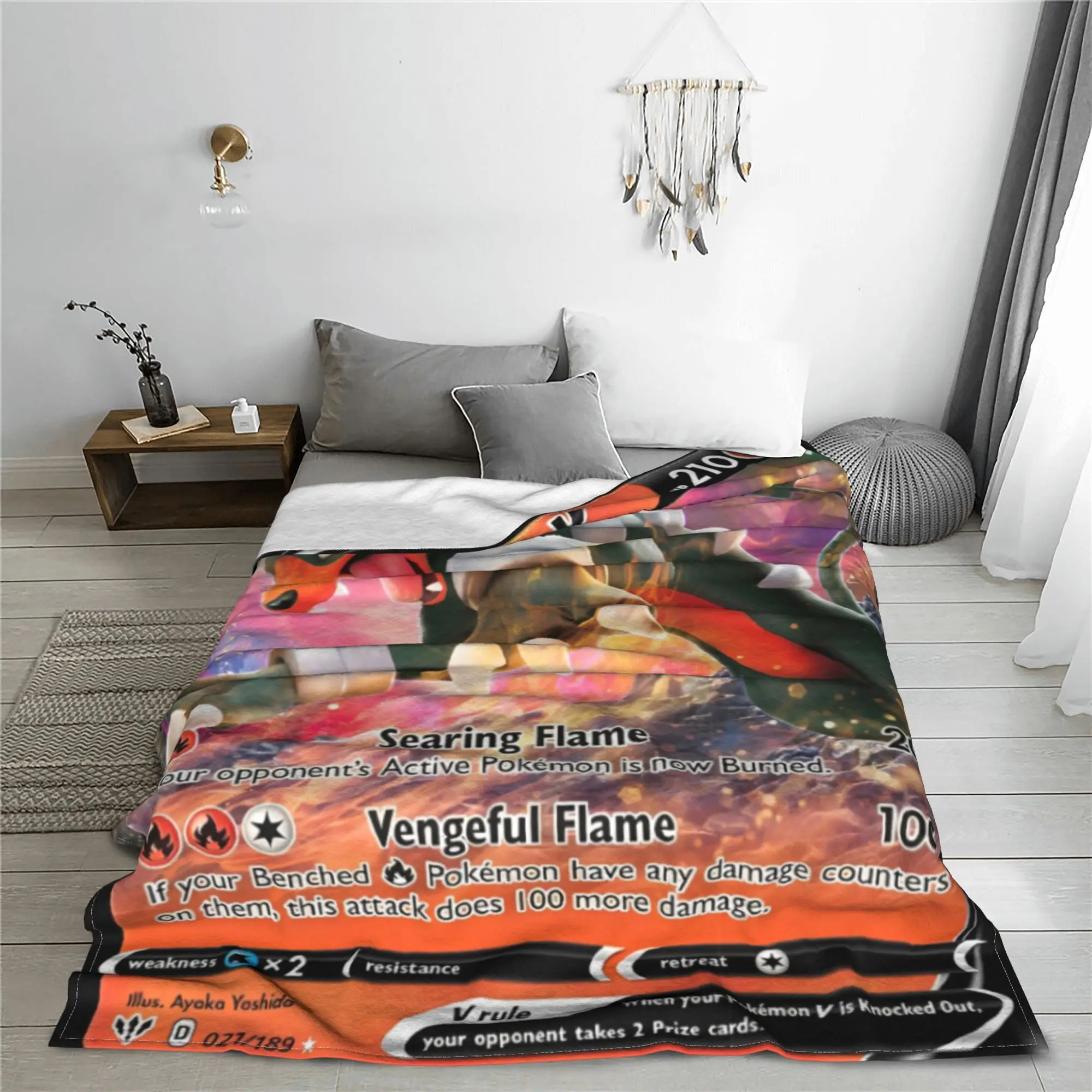 Pokemon Anime Card Houndoom Blankets Cartoon Game Wool Funny Soft Throw Blankets for Bedspread Textile Decor Car