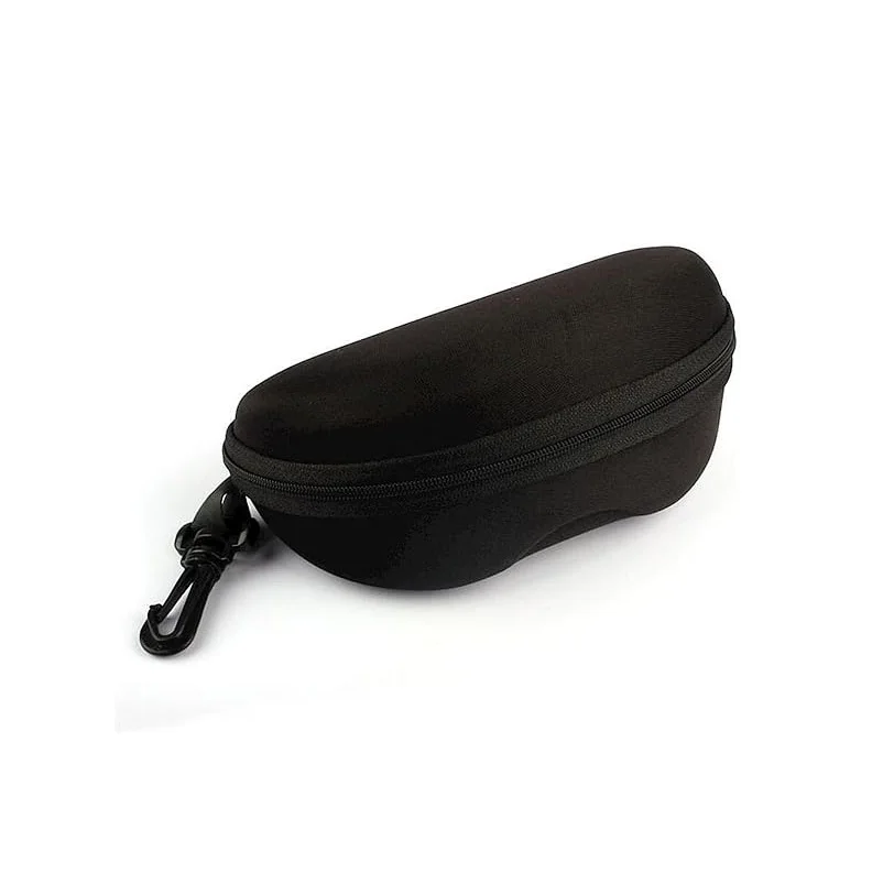 1Pc Black Eva Large Sunglasses Cases, Hard Shell Eyeglasses Case, Zipper Portable Travel Glasses Storage Bag with Plastic Hook