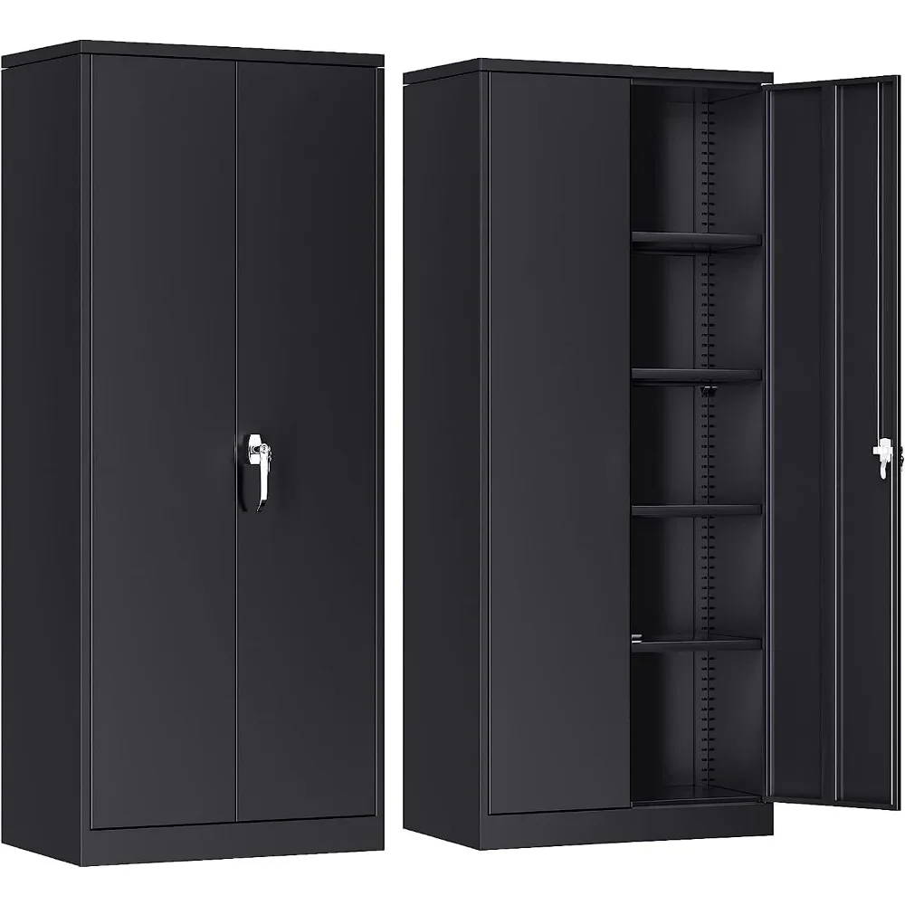 Metal Storage Cabinet with 2 Door and 4 Adjustable Shelves, 71 inch Tall Steel Cabinet for Warehouse, Garage, Home, Office