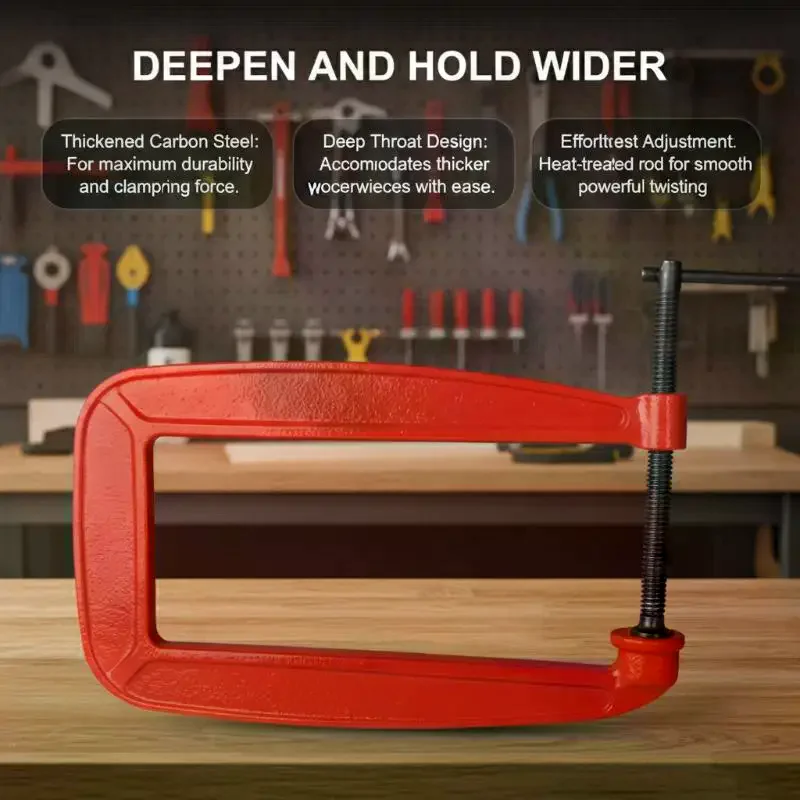 G Clamp Deep Reach C-Clamp: 1/1.5/2 Inch Heavy Duty Steel Industrial Woodworking Welding
