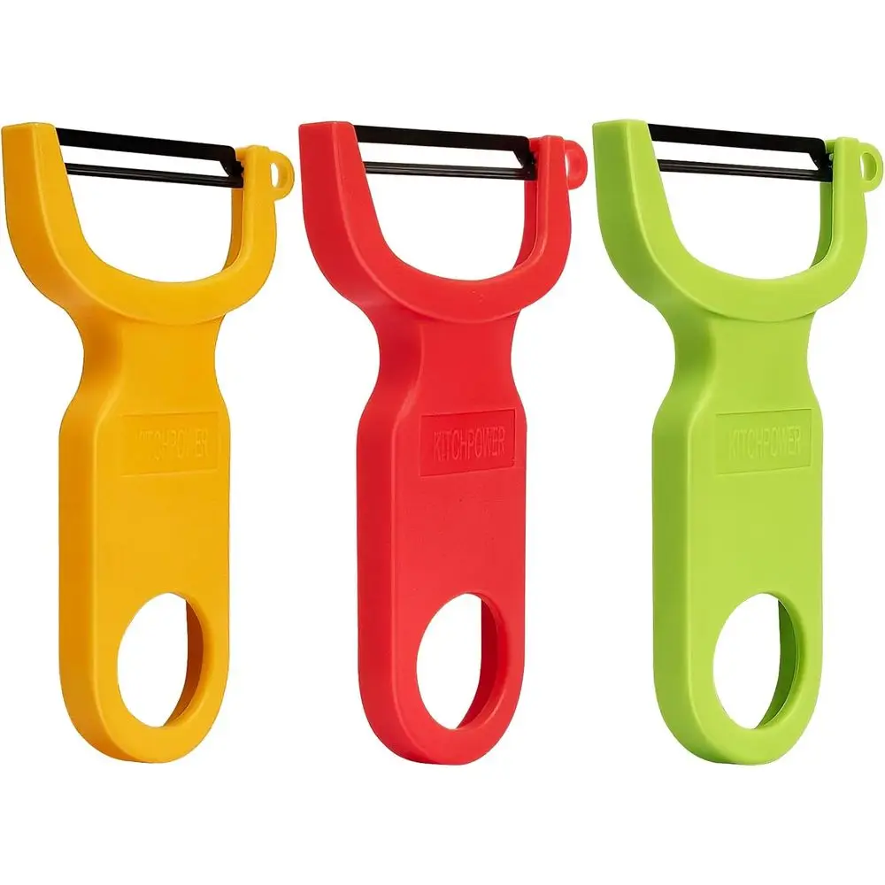 Triple Pack Carbon Steel Vegetable Fruit Peeler - Red, Green, Yellow