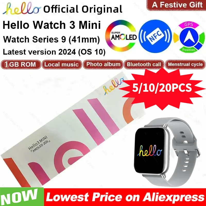 2025 hello 3 mini  Smart Watch 41mm AMOLED 1.75'' NFC Compass Sport Mode BT Call Heart Rate Sport Smartwatch for Women Men