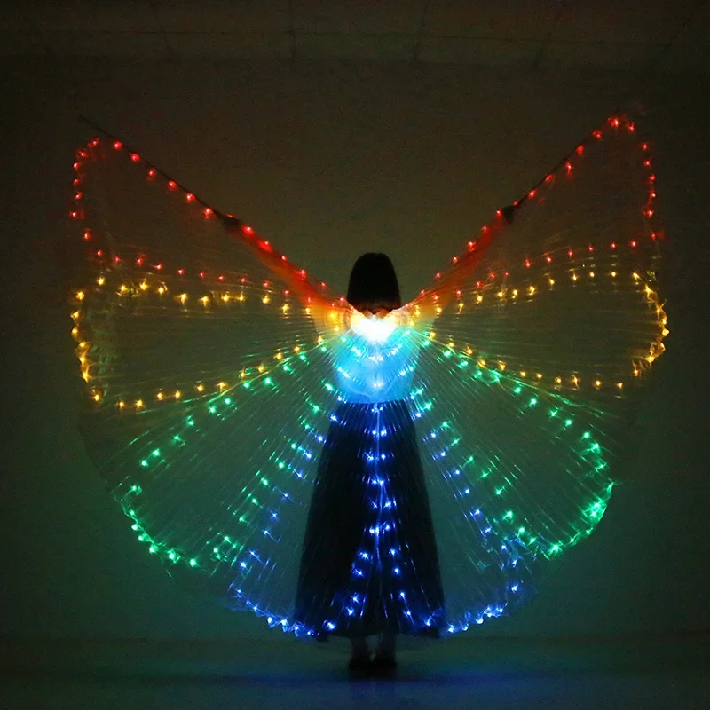 

Colorful Belly Dance Performance Costume LED Butterfly Wings No Stick Dance Accessories Girls LED Wings Costume