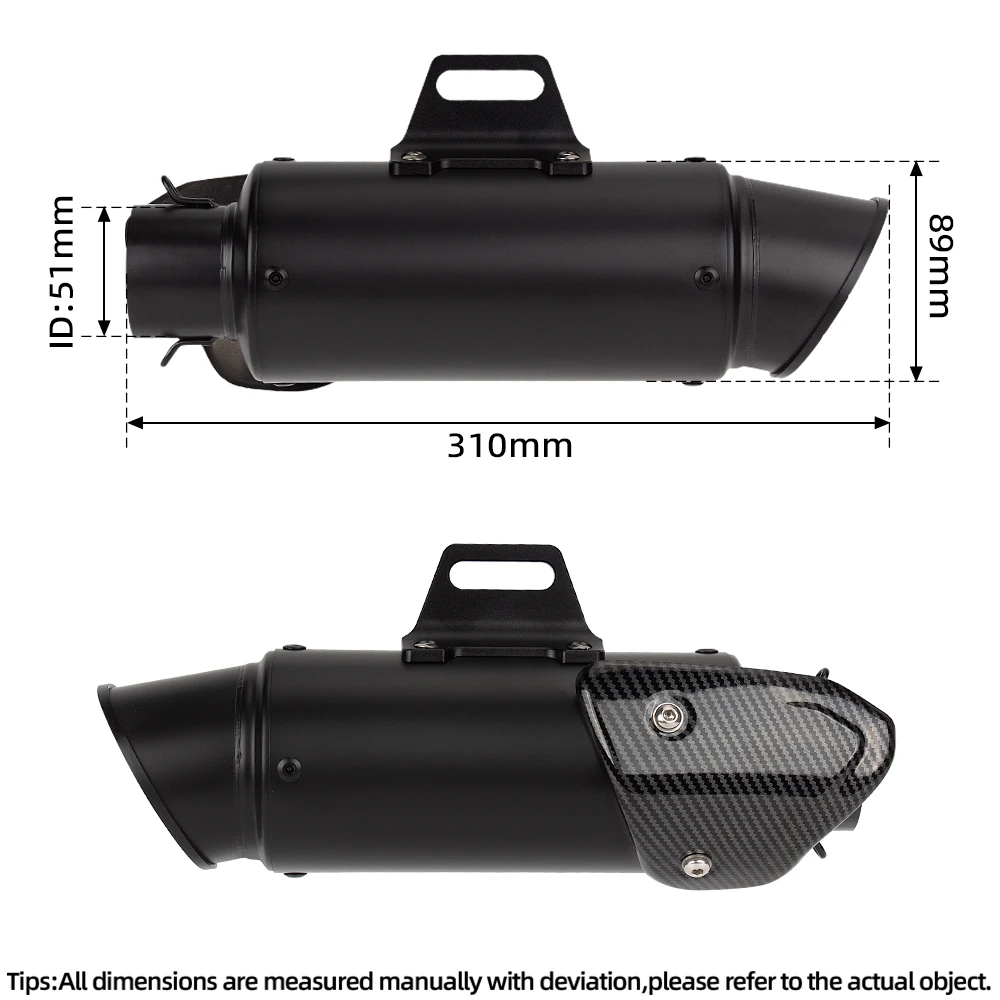 Motorcycle Exhaust Muffler 51MM Racing Exhausts Pipe Kit Project CRT Tail Tube For GSXR600 GSXS125 CB150R CBR300R CB400X MT03 R6