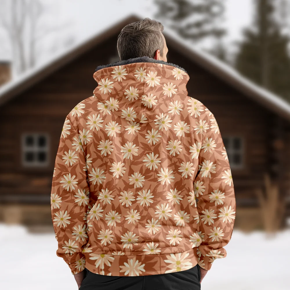 Abrigos de chaquetas de invierno para hombre, abrigo informal elegante con estampado de flora, ropa de algodón, elegante y minimalista para fiesta