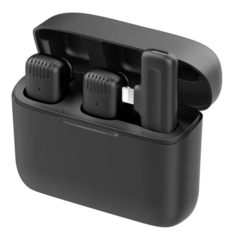 FULL-Mini Wireless Lavalier Microphones Plug And Play Noise Reduction Auto Sync Lapel Mic Live Stream,Vloggers,Interview