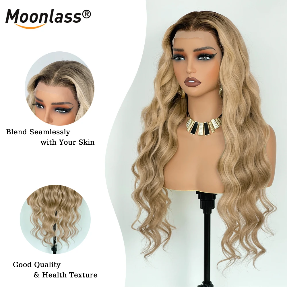 Cream Blonde Body Wave 100% Human Hair Wig 13x6 Transparent Lace Front Wigs 200% Density Ash Blonde Natural Pre-plucked Remy Wig