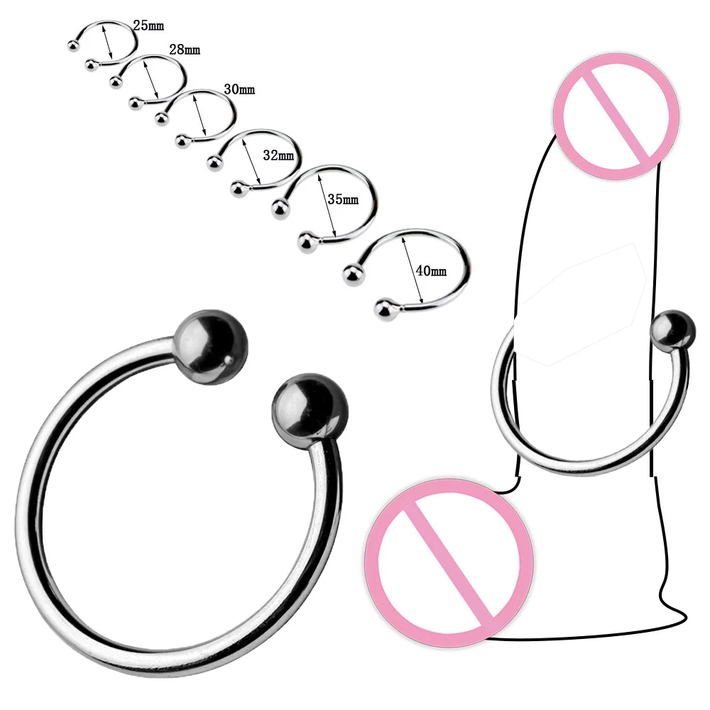 6 Sizes Metal Cock Ring Penis Erection Stainless Steel Penis Ring Glans Stimulating Cockrings Delay Ejaculating Sex Toys For Men