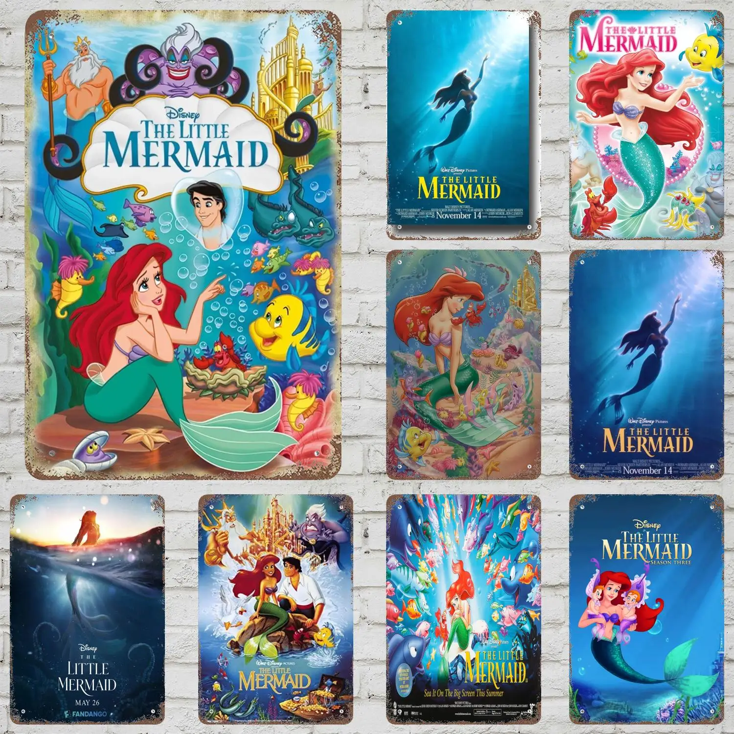 

MINISO The Little Mermaid Classic Poster Rusty Metal Plaque Retro Decorative Plate Bar Cave Garage Metal Sign Wall Decoration