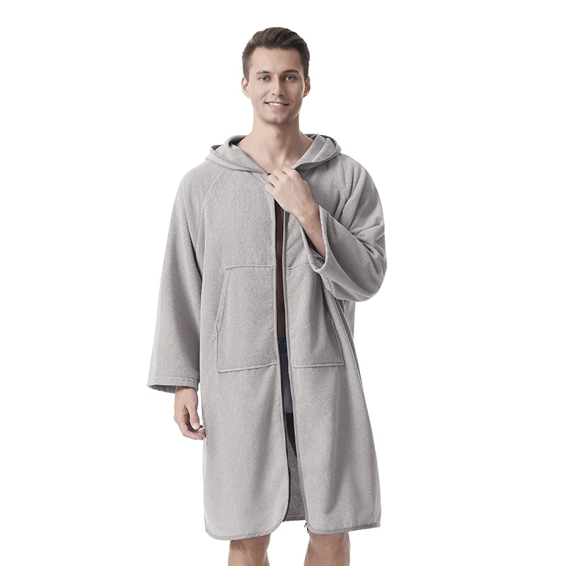 Accappatoi Mutao con cerniera, maniche lunghe morbide - super assorbenti, ad asciugatura rapida, caldi, perfetti per la spiaggia e il nuoto._voghion.com