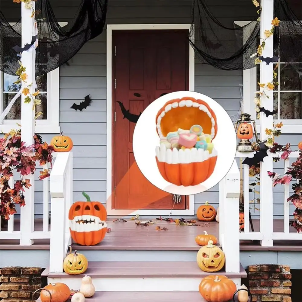 

Resin Halloween Pumpkin Storage Box Decorative Bowl Halloween Decor Pumpkin Candy Box Reusable Festive Trick Or Treat Boxes