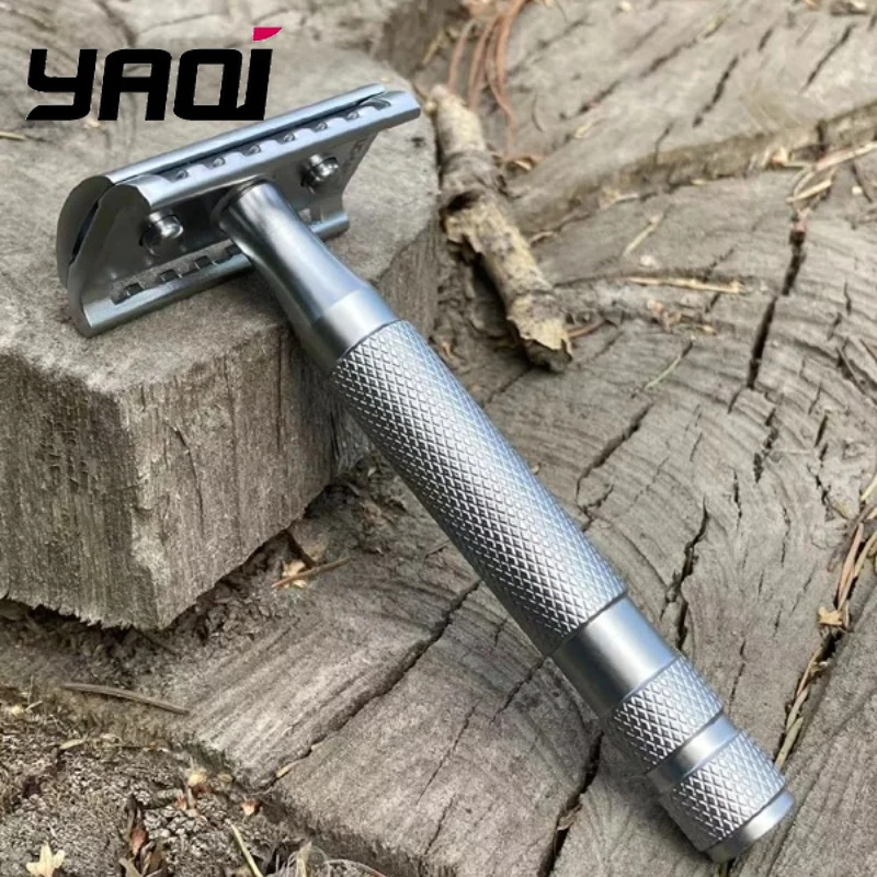 YAQI KNIGHT-HELMET Men's DE Safety Razor with Stainless Steel Handle Razor Head for Smooth Shaving