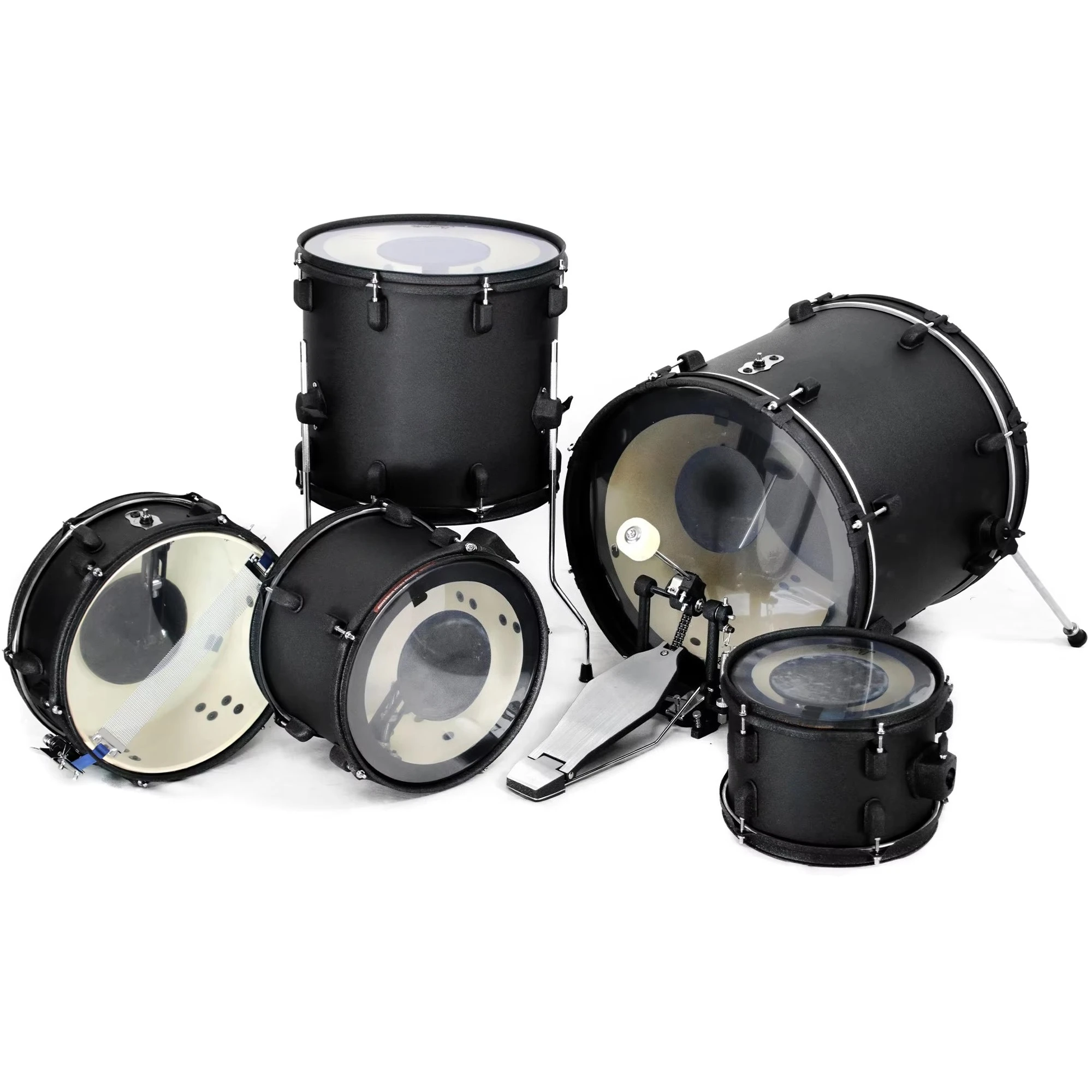 Black Percussion Instruments Acoustic Silent Drum Set Professional Full Set Mute for Adults