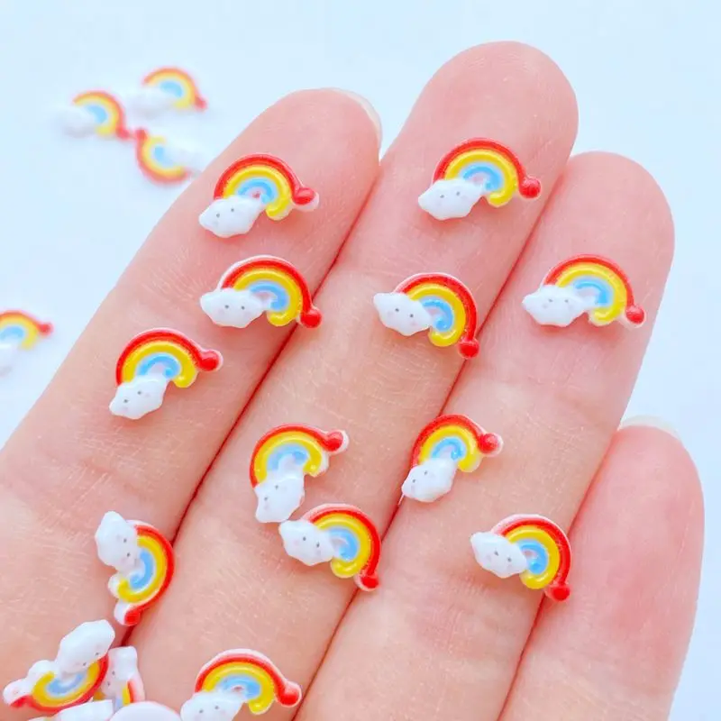 50pcs 3D Resin Nail Cute Mini Rainbow Nail Parts Accessories Kawaii DIY Nail Art Decoration