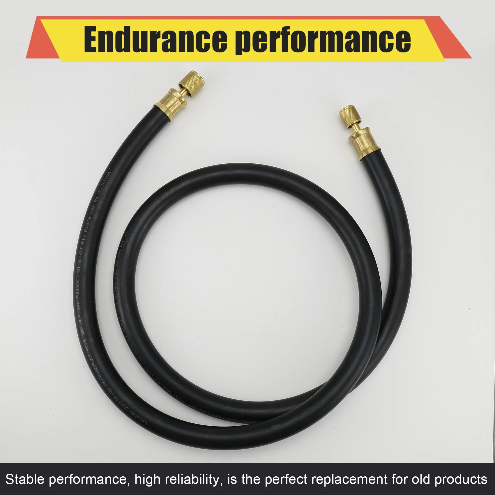 DT81 High-Flow Refrigerant Hose, Black, 6ft, 1/2inch Diameter, 3/8inch to 1/4inch Fitting