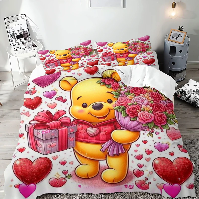 

Winnie The Pooh Duvet Cover Bedding Set Sewing Needlework Microfiber Pillowcase Quilt Cover Multi-Piece Set for Boys Girls