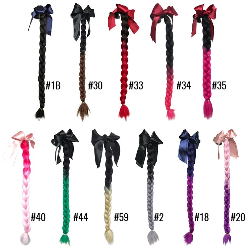 New Motorcycle Helmet Braids Woman Braids Wig For Motorbike Helmets 11 Colors Twist Dual Pigtail Ponytail With Sucker Bow