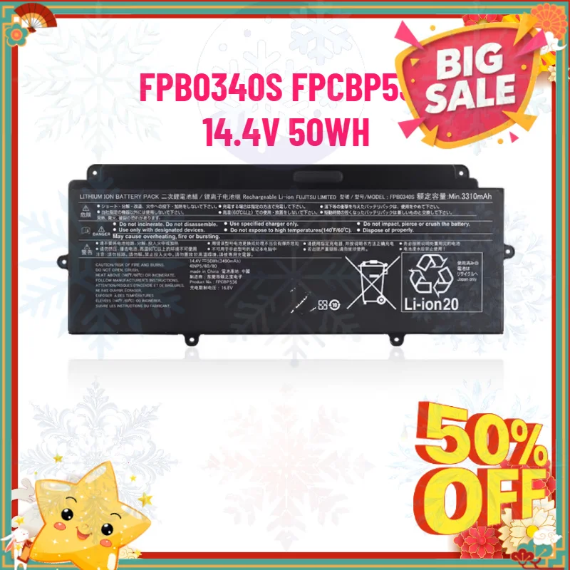 New 14.4V 50WH FPB0340S Laptop Battery for Fujitsu LifeBook U937 U938 U939 E548 FPCBP536  Notebook Battery